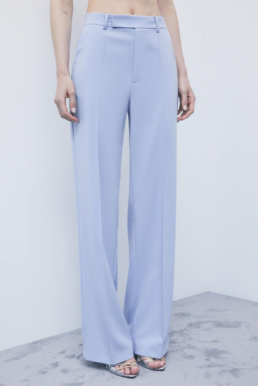 Low-waist tailored wide-leg trousers, Light Blue, Patrizia Pepe