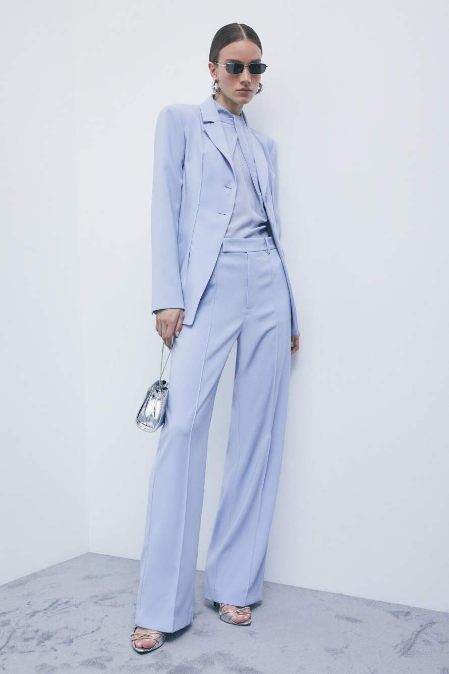 Low-waist tailored wide-leg trousers, Light Blue, Patrizia Pepe
