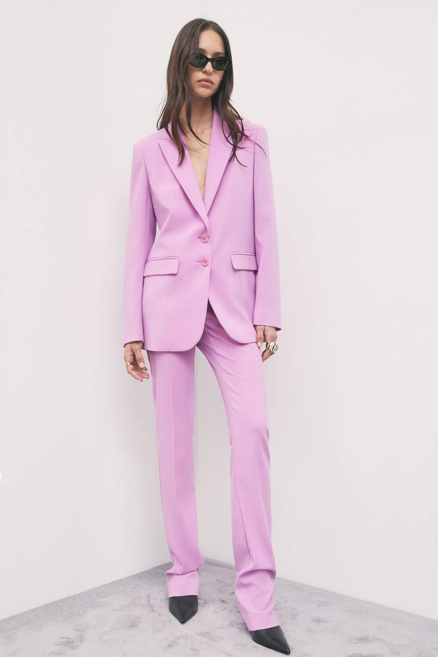 Slim-fit stretch cr&ecirc;pe trousers, Pink, Patrizia Pepe