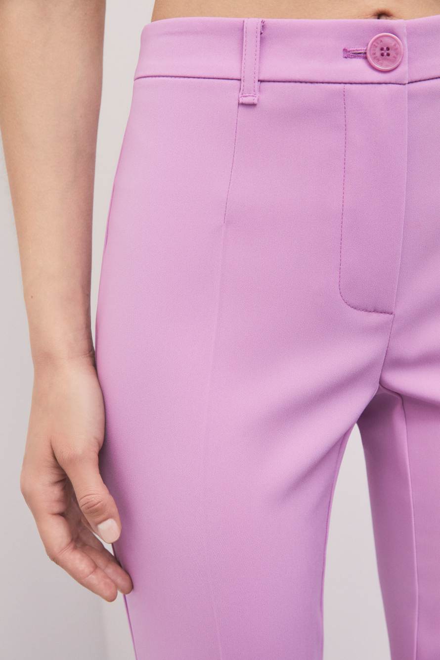 Slim-fit stretch cr&ecirc;pe trousers, Pink, Patrizia Pepe