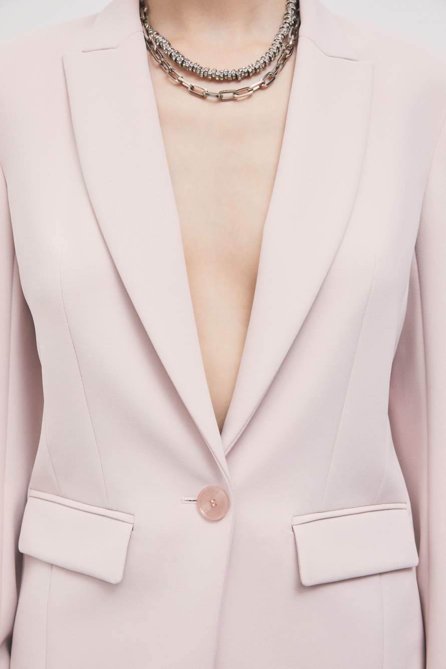 Fitted cr&ecirc;pe stretch blazer, Pink, Patrizia Pepe