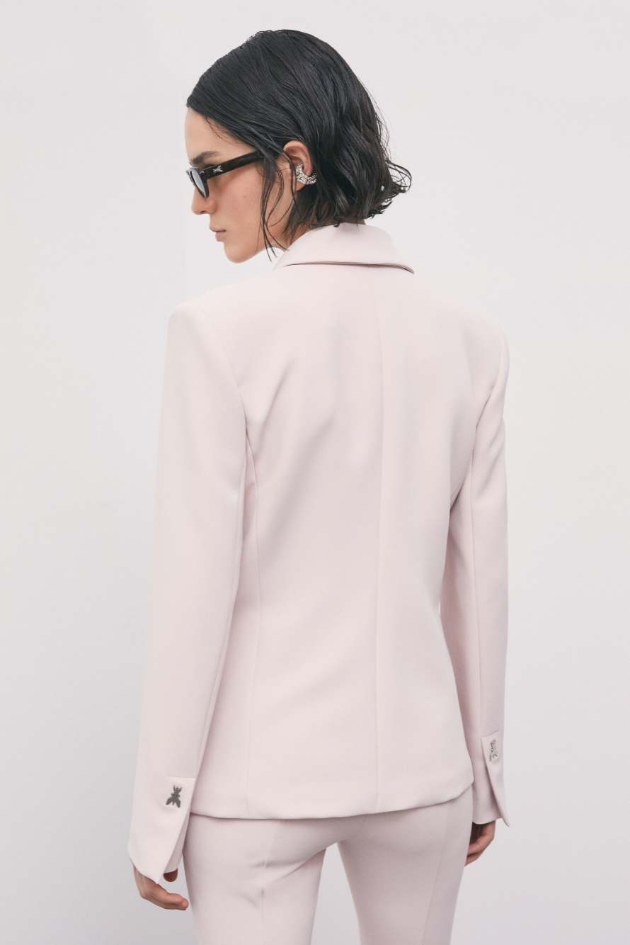 Fitted cr&ecirc;pe stretch blazer, Pink, Patrizia Pepe