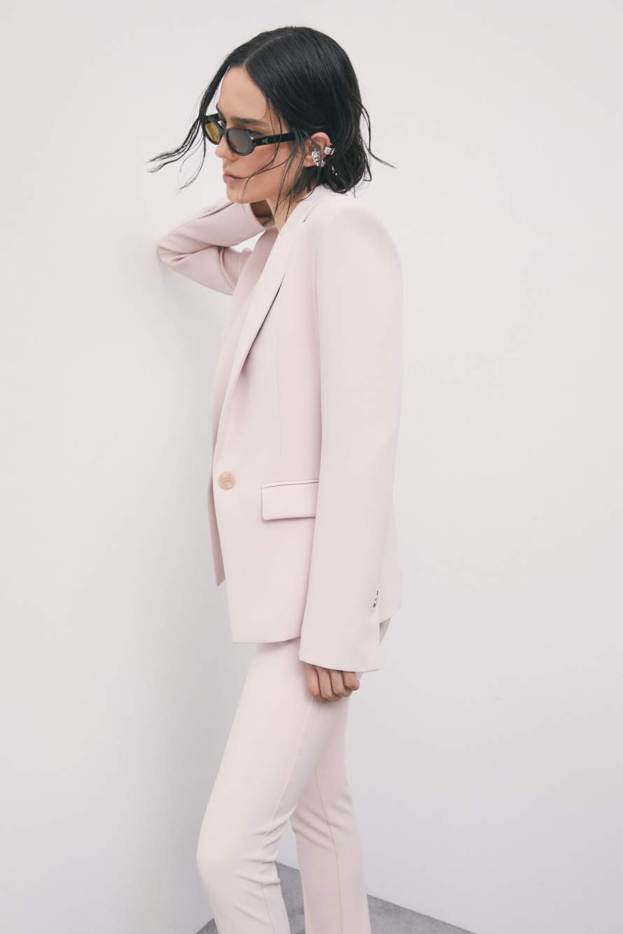 Fitted cr&ecirc;pe stretch blazer, Pink, Patrizia Pepe