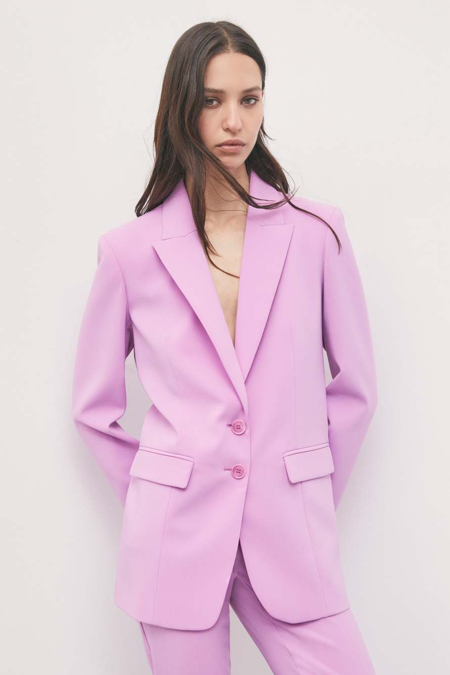 Fluid two-button stretch blazer, Pink, Patrizia Pepe