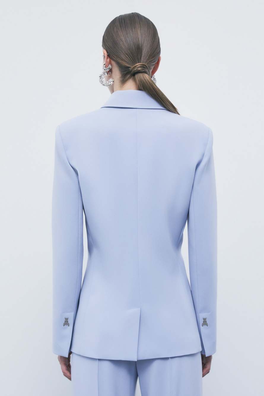 Fitted cr&ecirc;pe stretch blazer, Light Blue, Patrizia Pepe