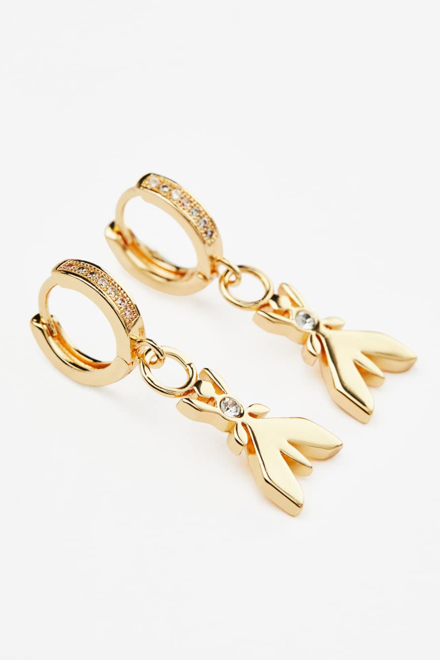 Micro Fly rhinestone earrings, Gold, Patrizia Pepe