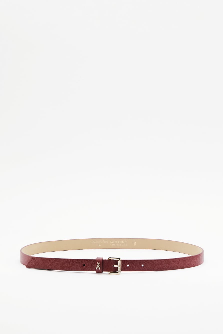 Low-rise Fly belt in grained leather, Brown, Patrizia Pepe