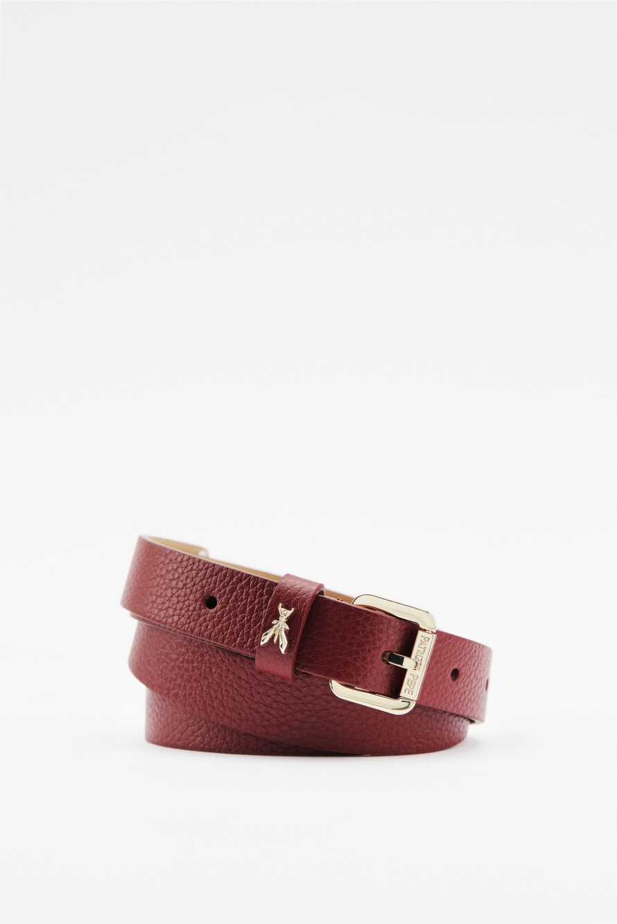 Low-rise Fly belt in grained leather, Brown, Patrizia Pepe