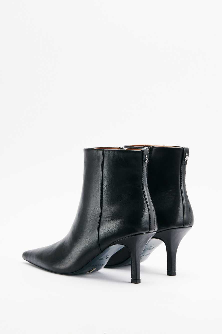 Leather ankle boots with heel, Black/Silver, Patrizia Pepe