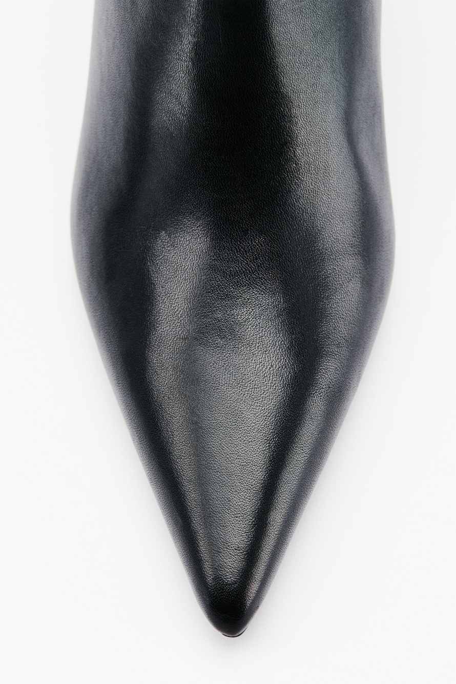 Leather ankle boots with heel, Black/Silver, Patrizia Pepe