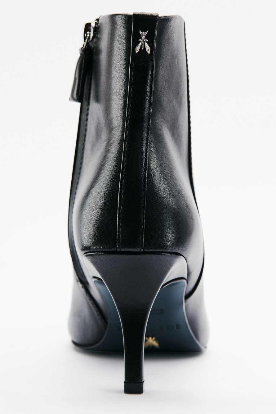 Leather ankle boots with heel, Black/Silver, Patrizia Pepe