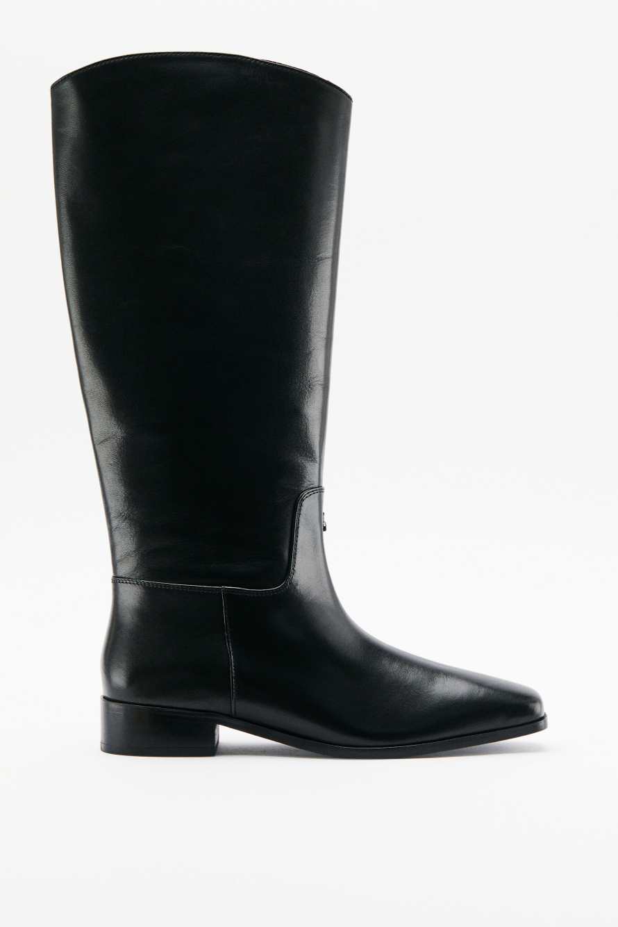 Black Horse leather boots, Black/Silver, Patrizia Pepe