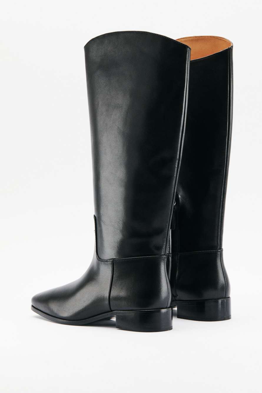 Black Horse leather boots, Black/Silver, Patrizia Pepe