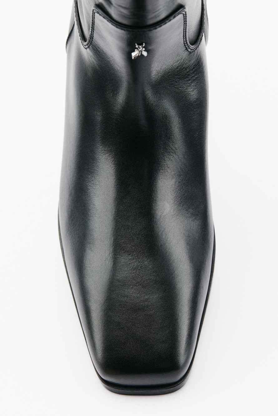 Black Horse leather boots, Black/Silver, Patrizia Pepe
