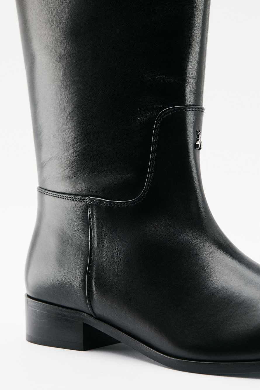 Black Horse leather boots, Black/Silver, Patrizia Pepe