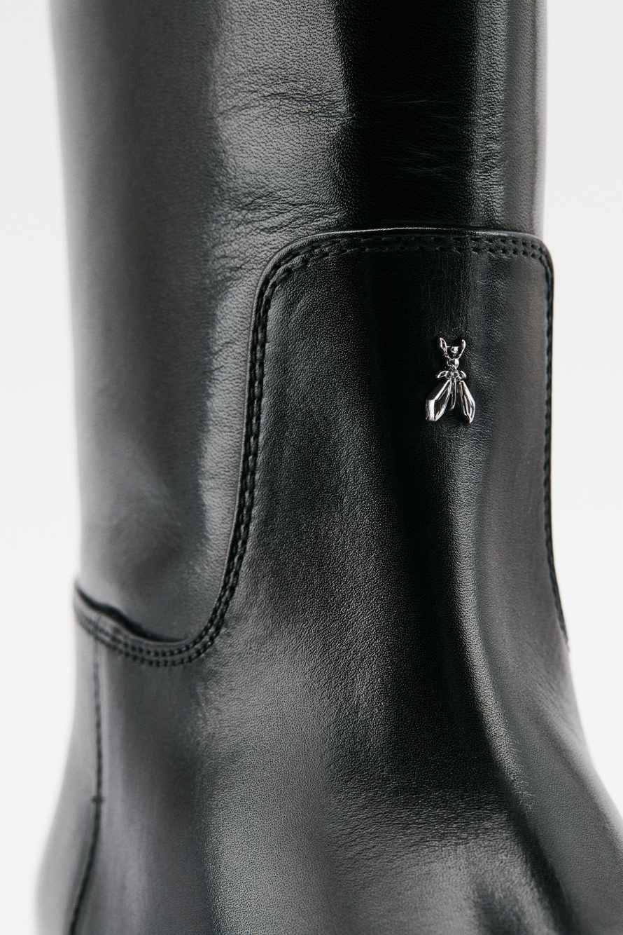 Black Horse leather boots, Black/Silver, Patrizia Pepe
