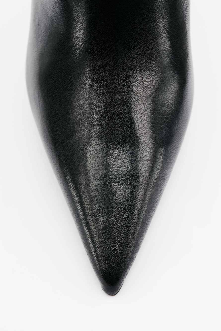 New Minimal Shape leather heeled boots, Black/Silver, Patrizia Pepe
