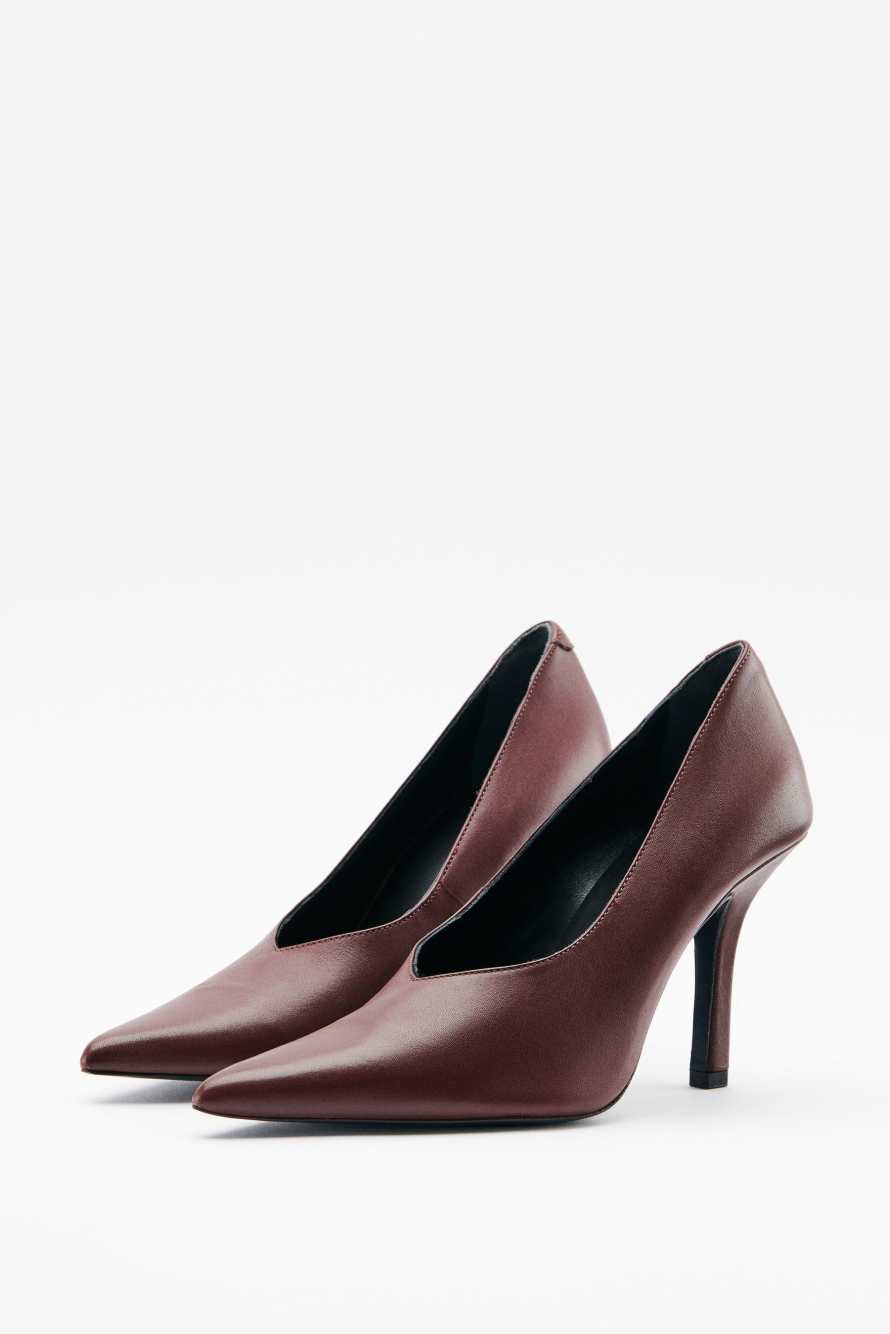 Minimal Shape Pumps aus Leder, Braun, Patrizia Pepe