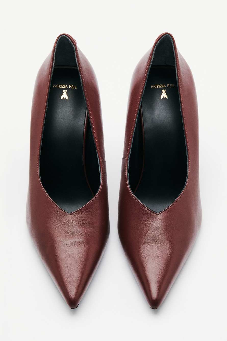 Minimal Shape Pumps aus Leder, Braun, Patrizia Pepe