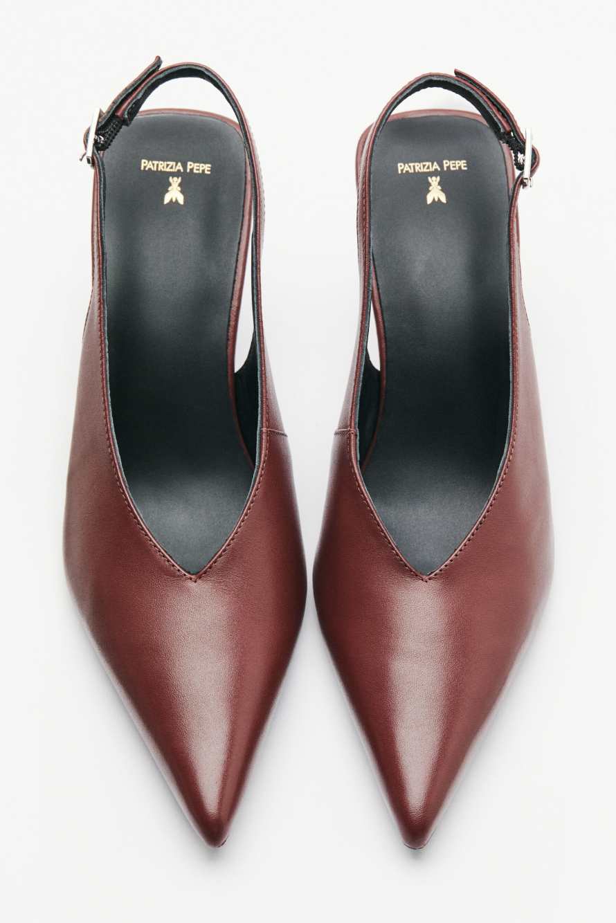 Leather slingbacks, Brown, Patrizia Pepe