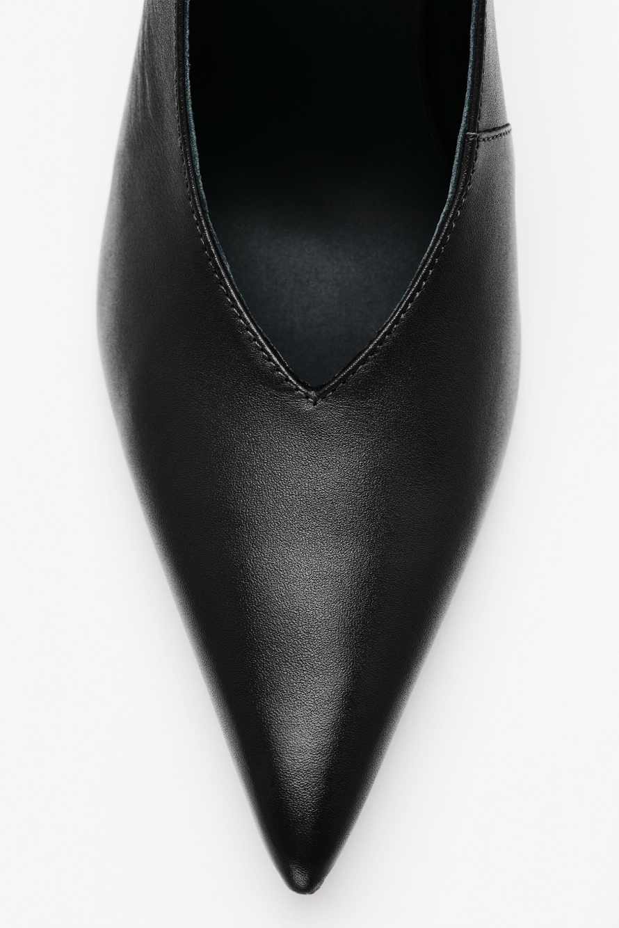 Leather slingbacks, Black/Silver, Patrizia Pepe
