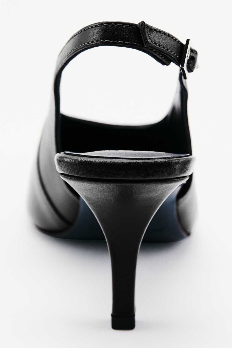 Leather slingbacks, Black/Silver, Patrizia Pepe