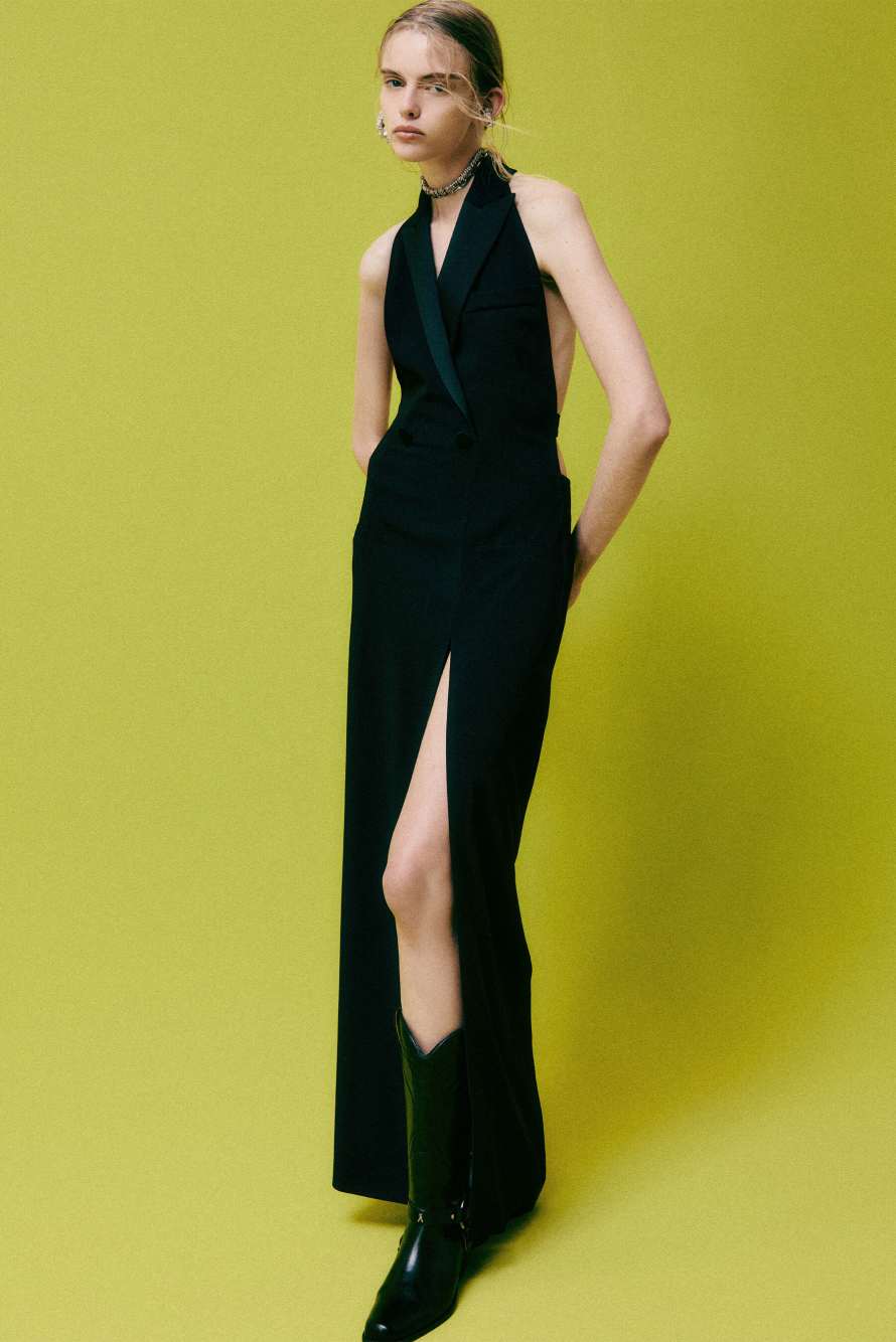 Evening dress with tuxedo lapels, Black, Patrizia Pepe