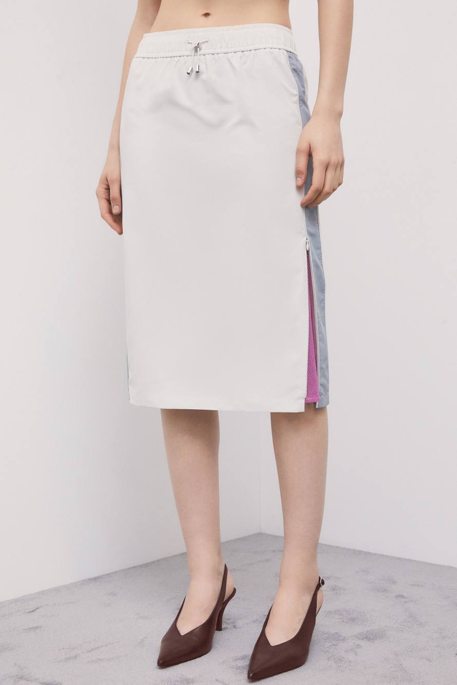 Gonna midi utility con dettagli a contrasto, Grigio, Patrizia Pepe