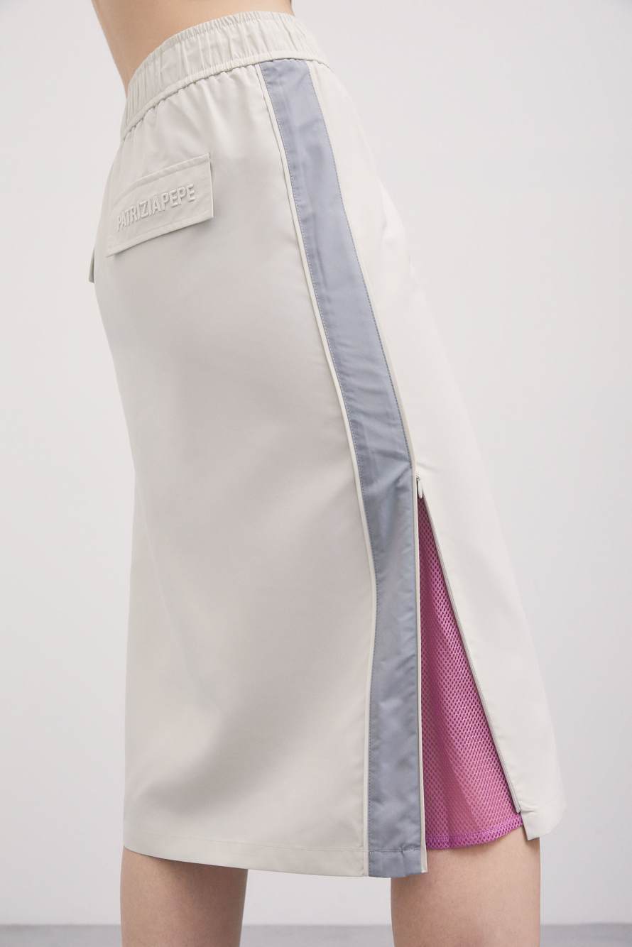 Gonna midi utility con dettagli a contrasto, Grigio, Patrizia Pepe