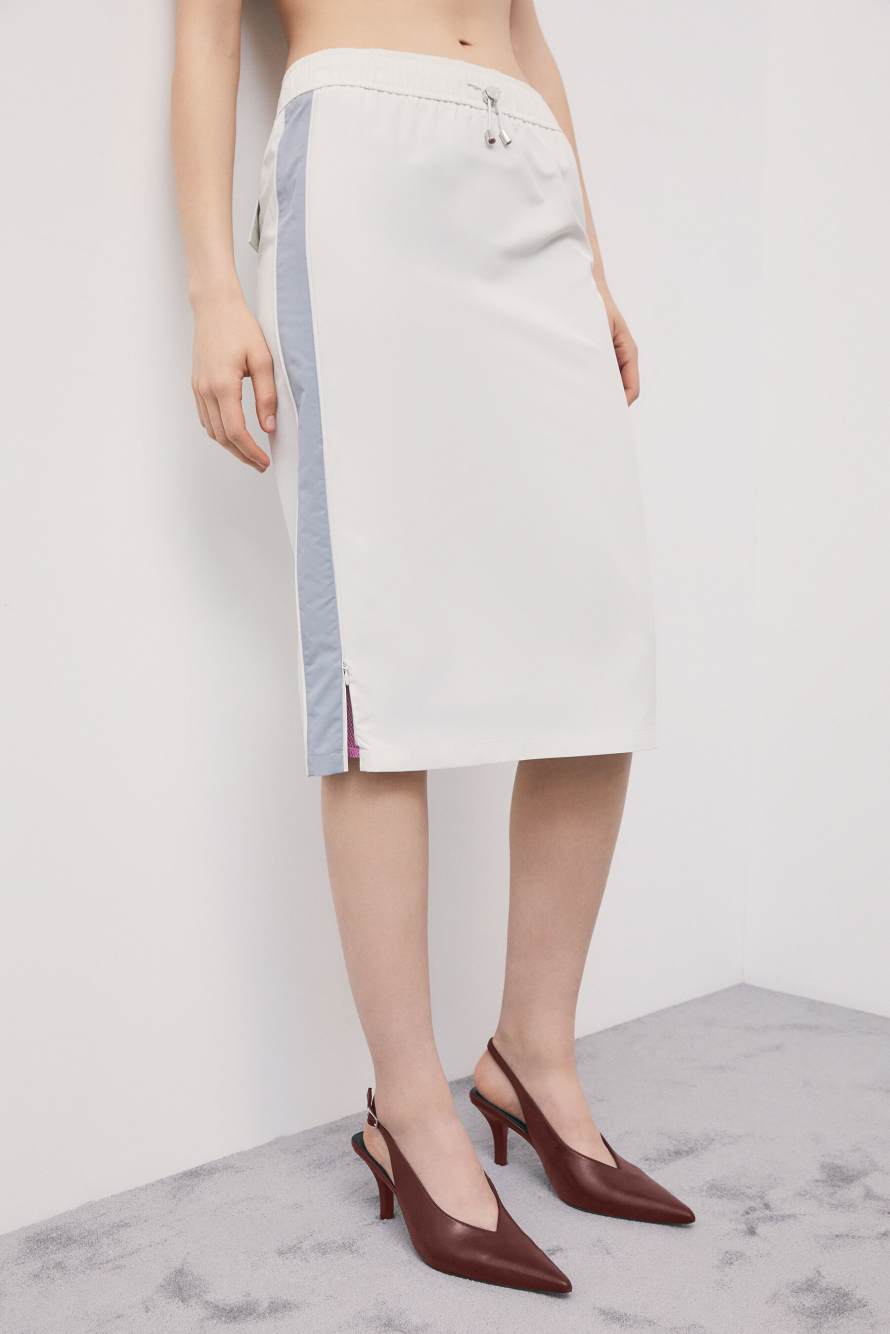 Gonna midi utility con dettagli a contrasto, Grigio, Patrizia Pepe