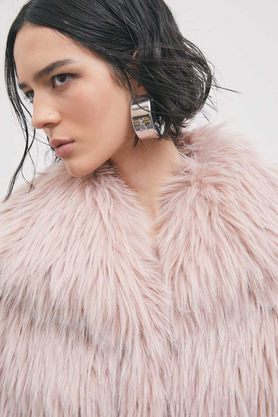 Cropped fluffy jacket, Pink, Patrizia Pepe