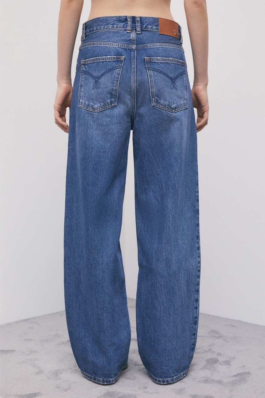Jean droit taille basse, Bleu, Patrizia Pepe