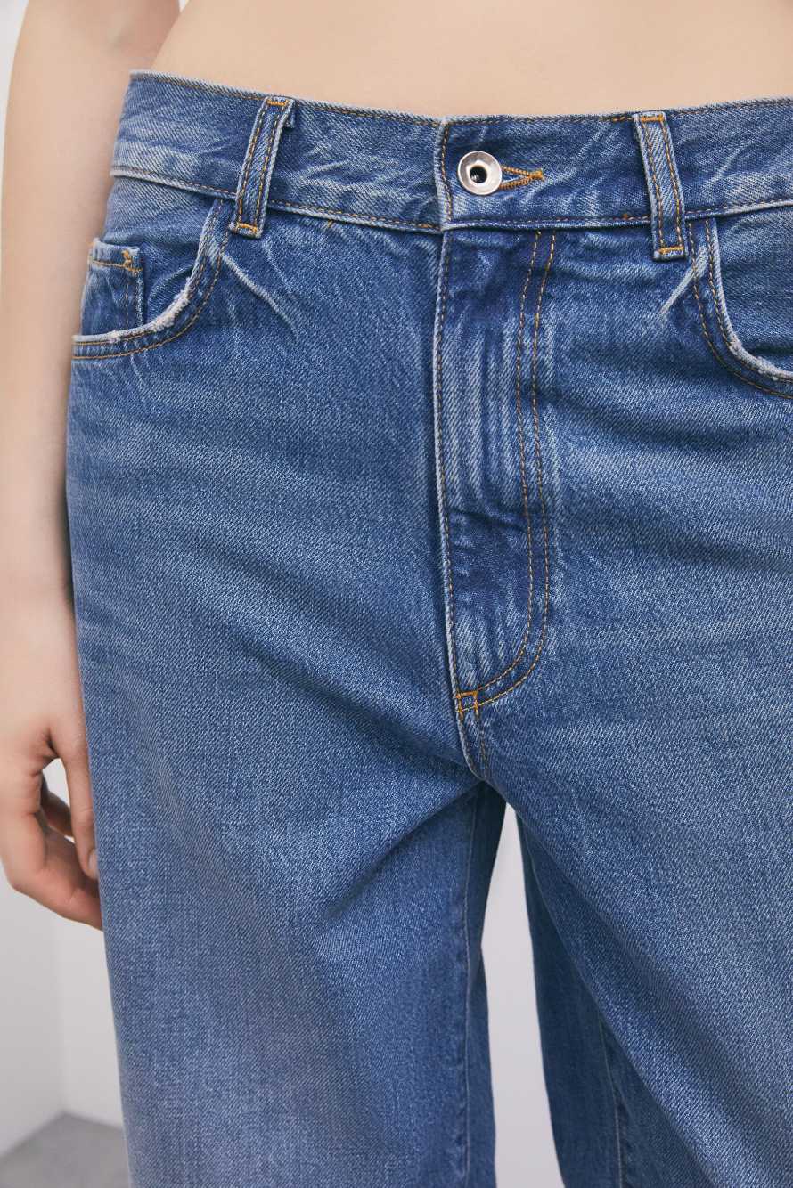 Jean droit taille basse, Bleu, Patrizia Pepe