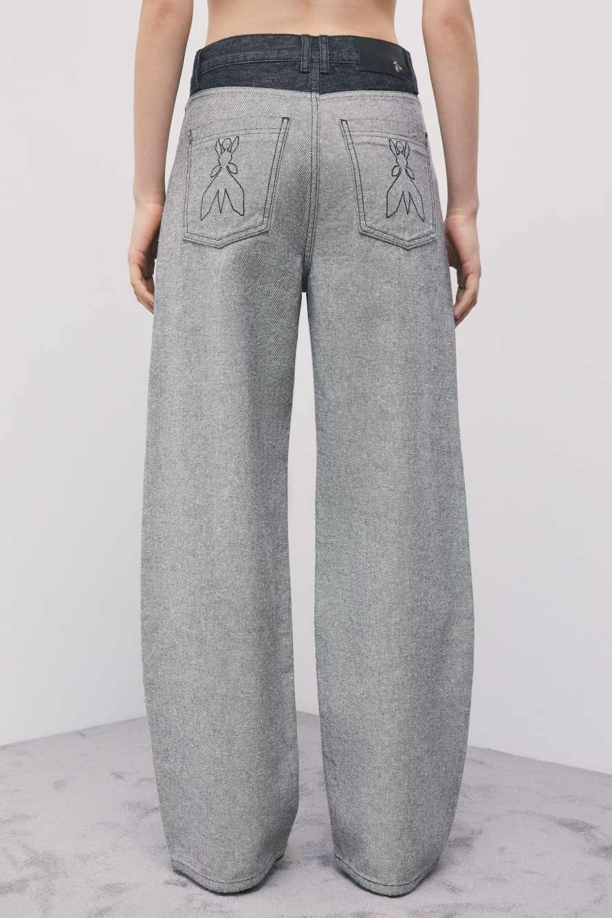Bi-color wide-leg jeans, Black/ Grey, Patrizia Pepe