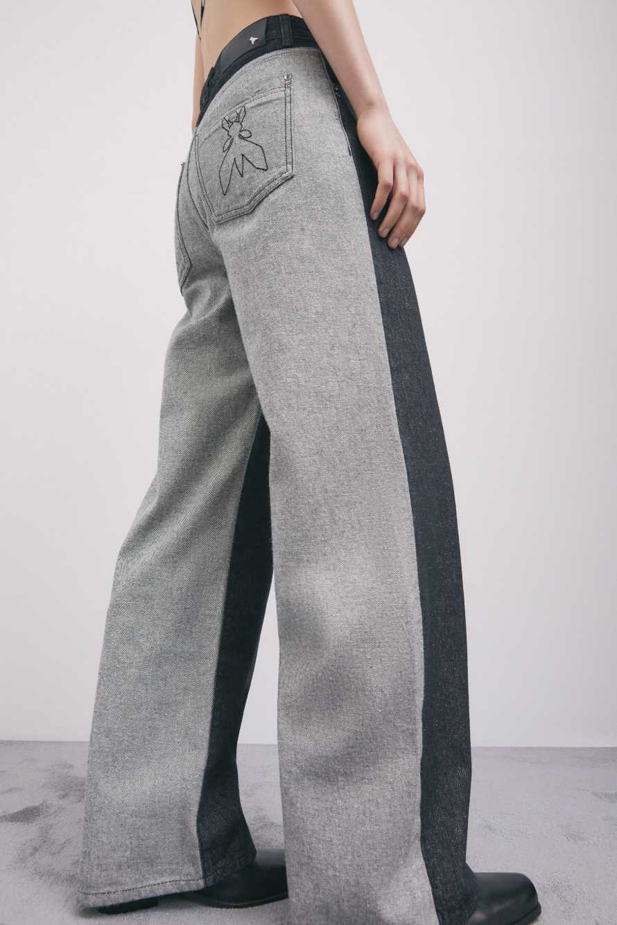Bi-color wide-leg jeans, Black/ Grey, Patrizia Pepe
