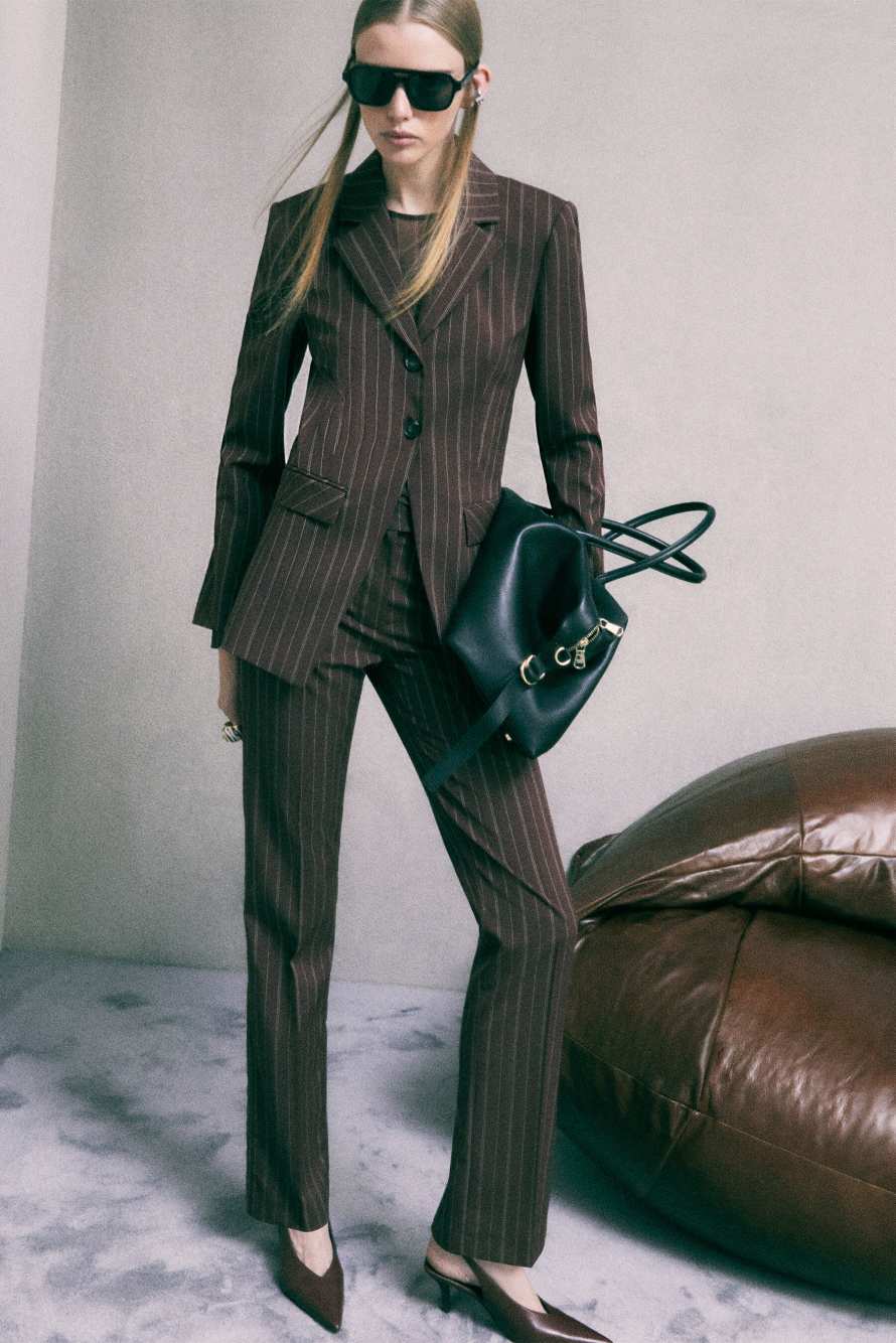 Tailored slim-fit pinstripe trousers, Stripes, Patrizia Pepe
