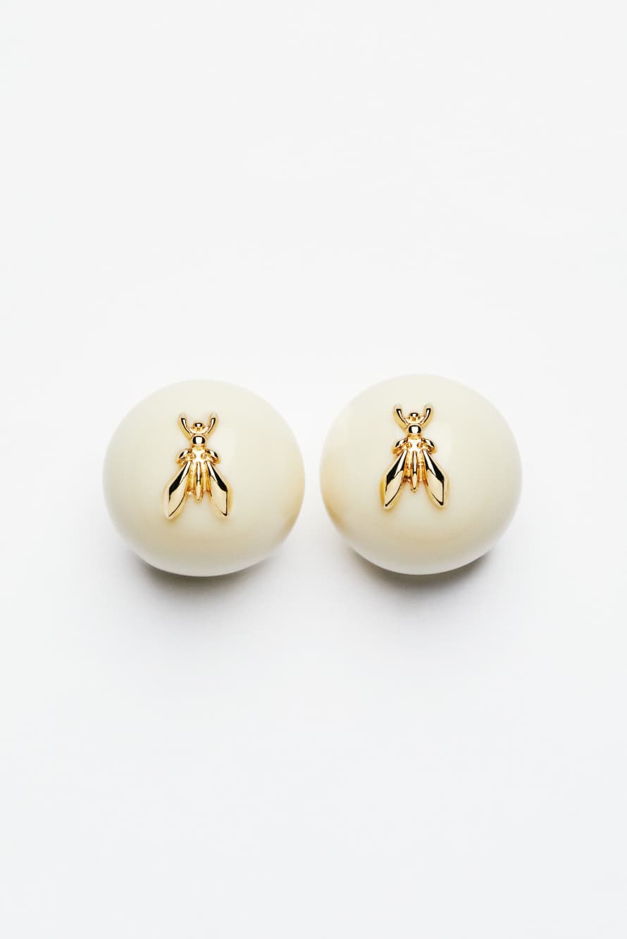 Bold sphere earrings, White, Patrizia Pepe
