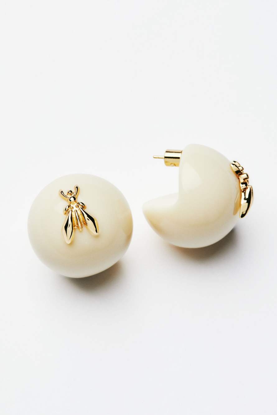 Bold sphere earrings, White, Patrizia Pepe