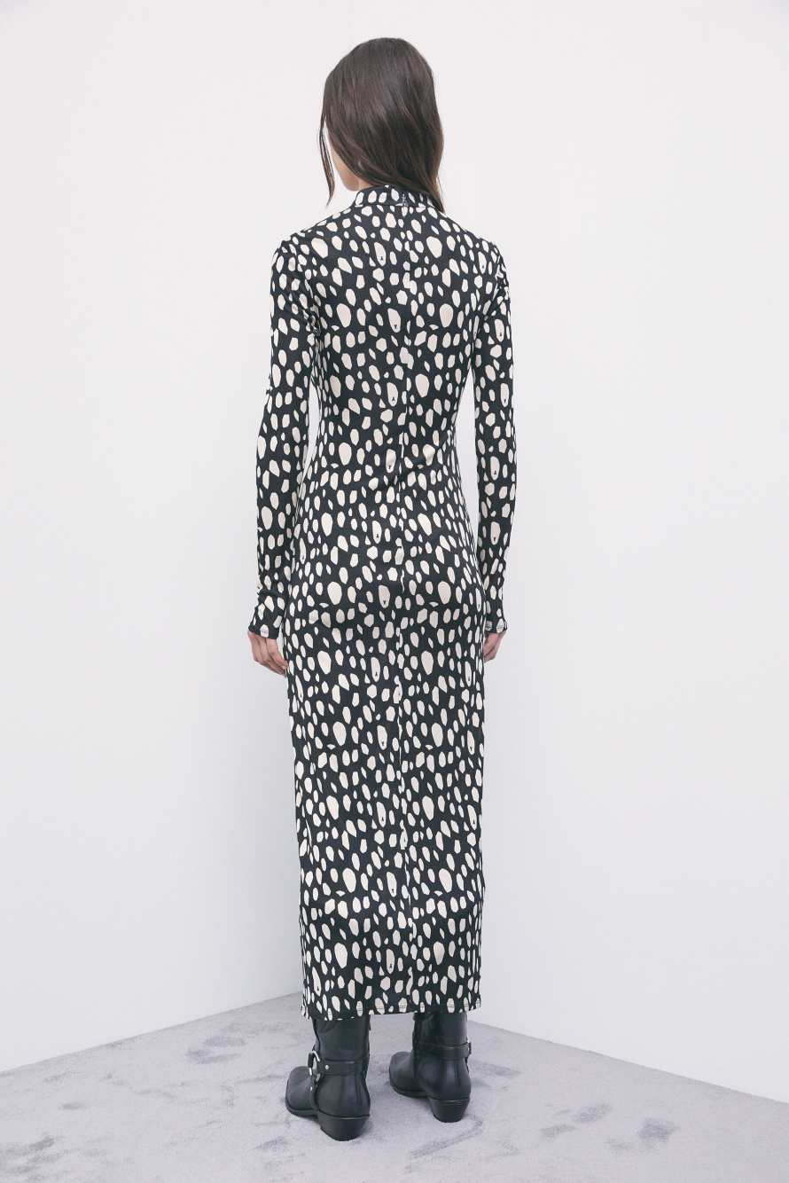 Printed long dress in viscose-silk jersey, Abstract Fantasy, Patrizia Pepe