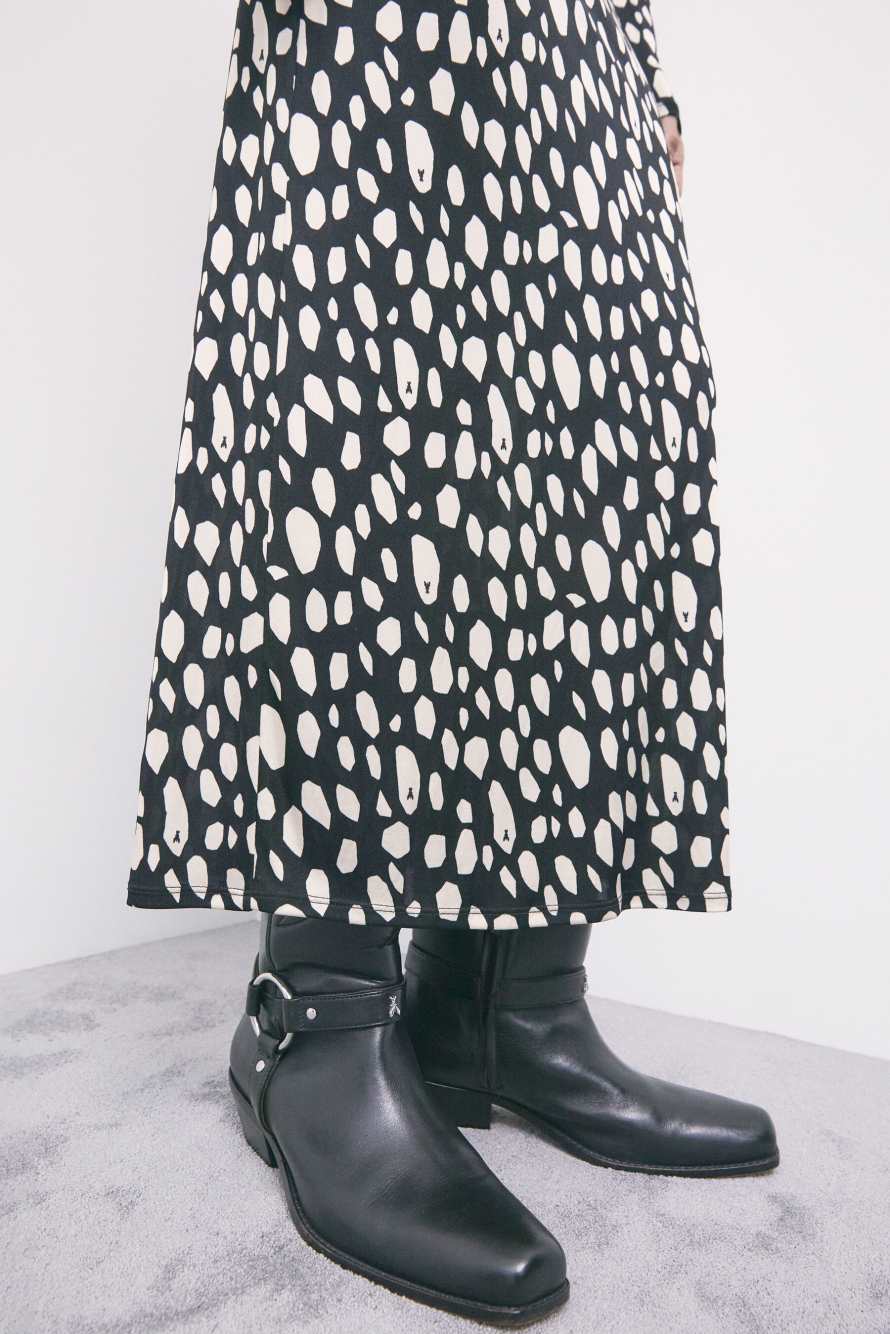 Printed long dress in viscose-silk jersey, Abstract Fantasy, Patrizia Pepe