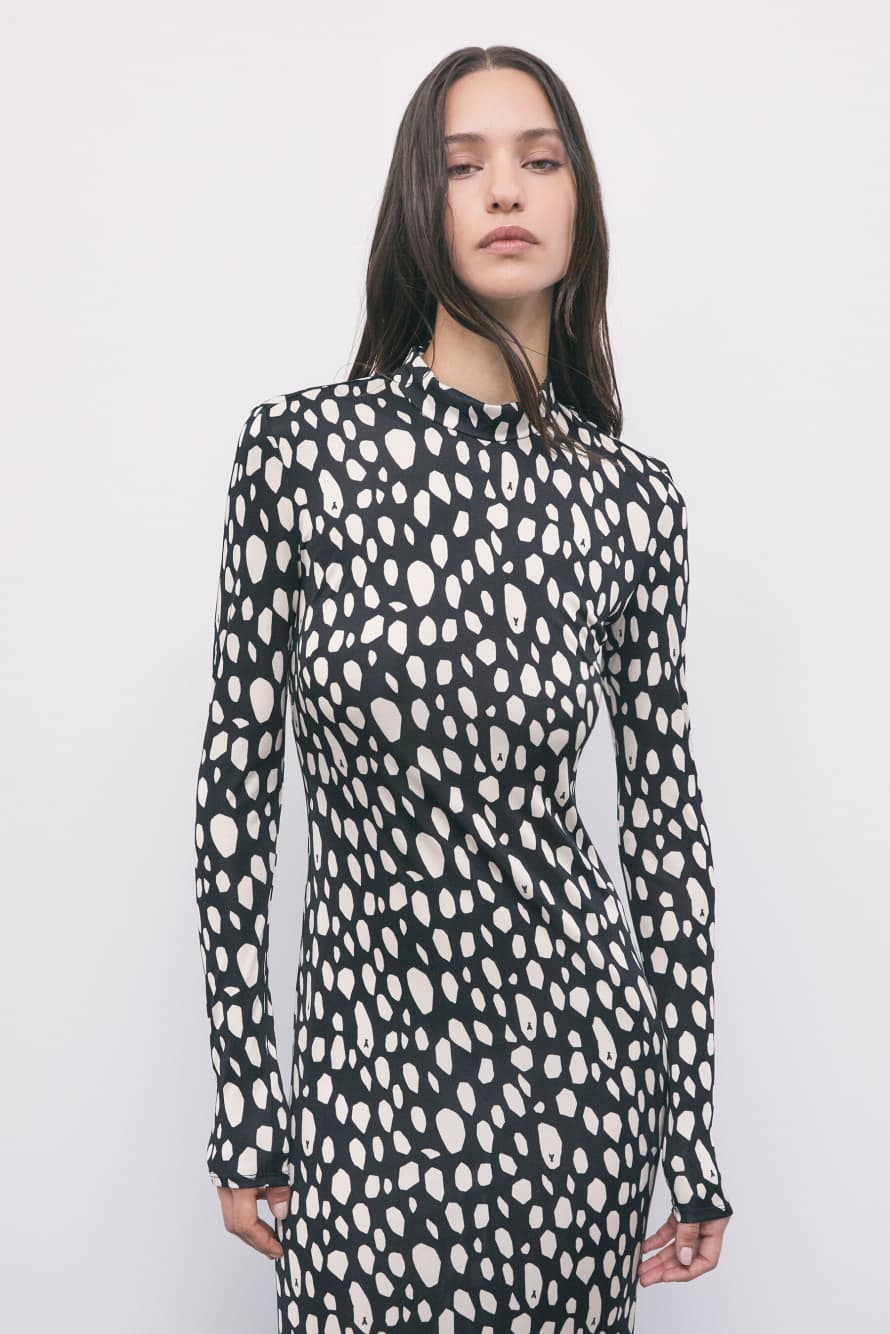 Printed long dress in viscose-silk jersey, Abstract Fantasy, Patrizia Pepe