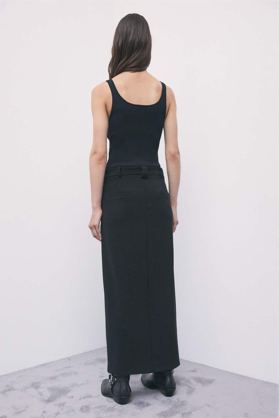Midi knit dress with tailored skirt, Black, Patrizia Pepe
