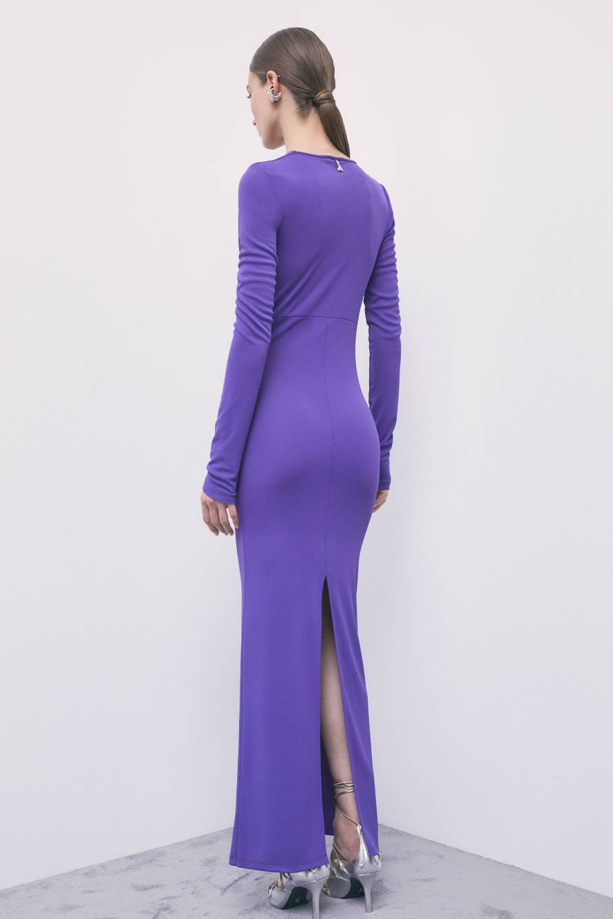 Cowl-neck maxi dress in jersey, Purple, Patrizia Pepe