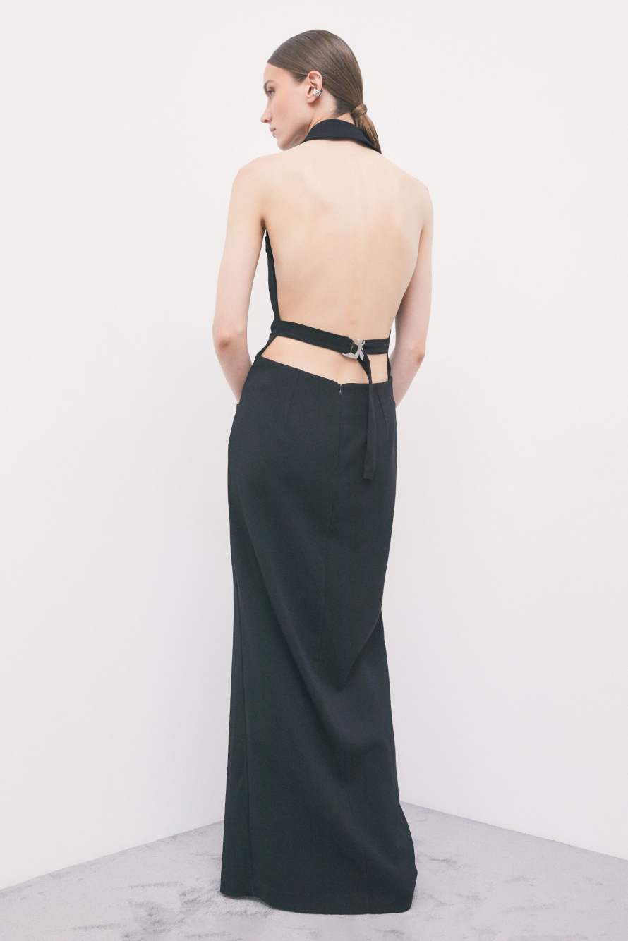 Evening dress with tuxedo lapels, Black, Patrizia Pepe