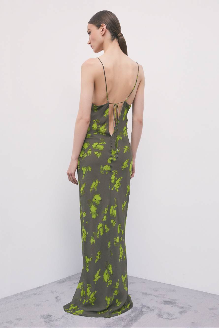 Long printed chiffon slip dress, Abstract Fantasy, Patrizia Pepe