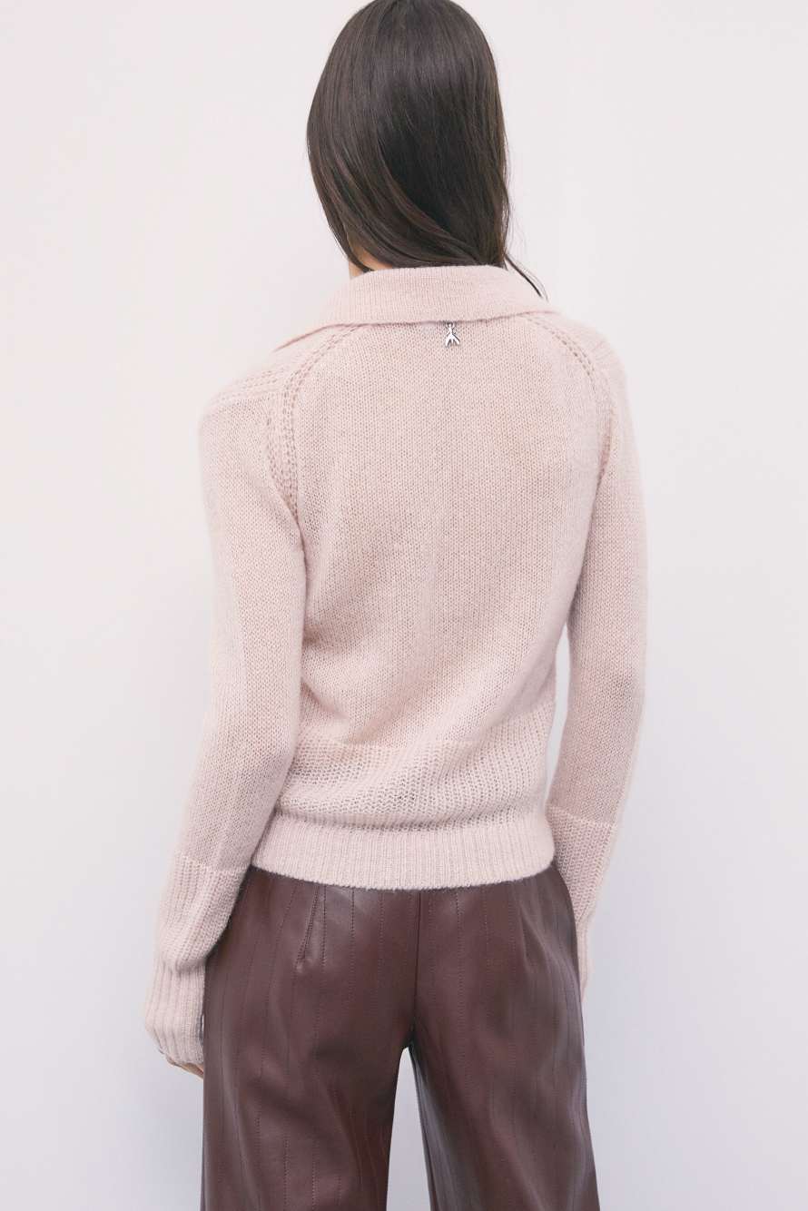 Polo knit in mohair-wool blend, Pink, Patrizia Pepe