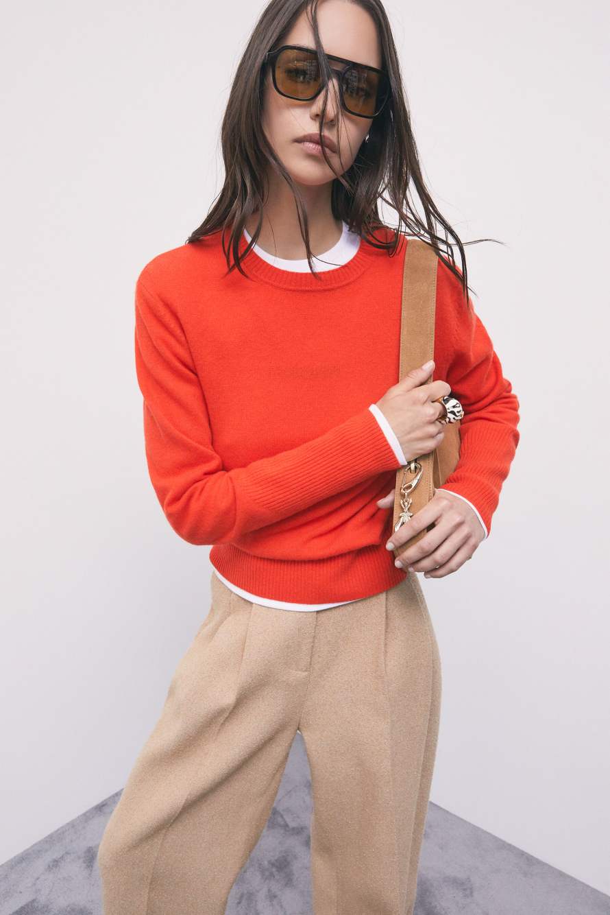 Crew neck cashmere sweater, Orange, Patrizia Pepe