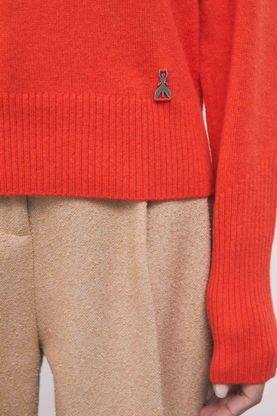 Crew neck cashmere sweater, Orange, Patrizia Pepe