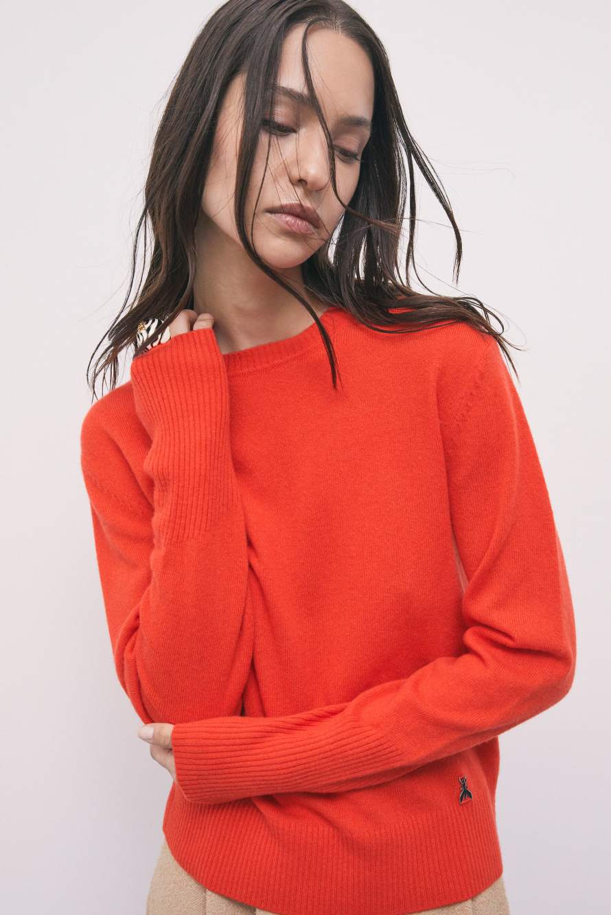 Crew neck cashmere sweater, Orange, Patrizia Pepe
