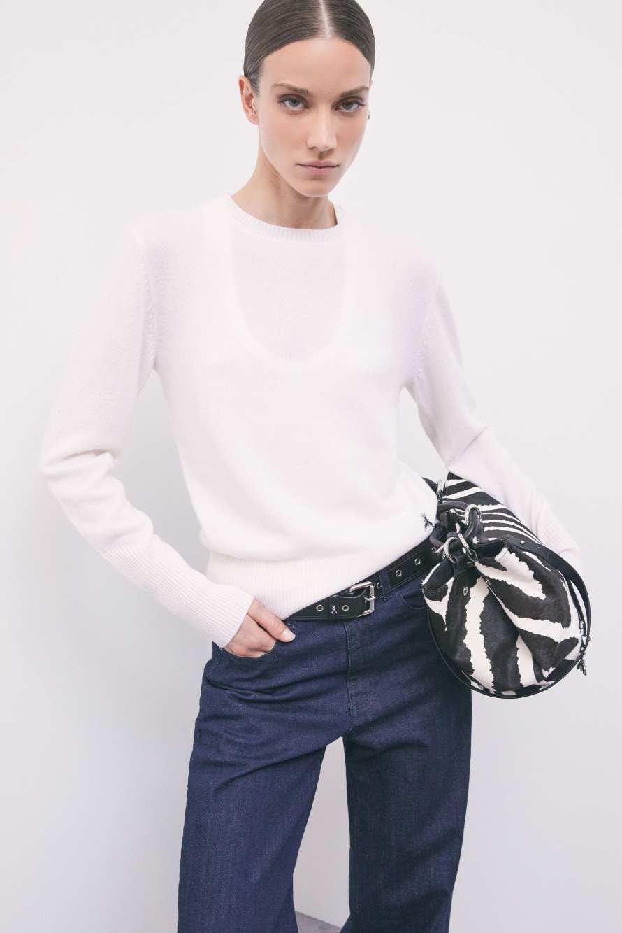 Crew neck cashmere sweater, White, Patrizia Pepe